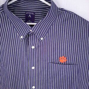 Clemson University Tiger Paw Striped Purple Shirt Men's 2XL Long Sleeve XXL